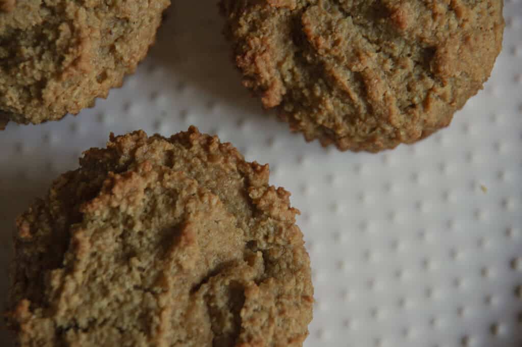 Close-up of 3 muffins on a plate