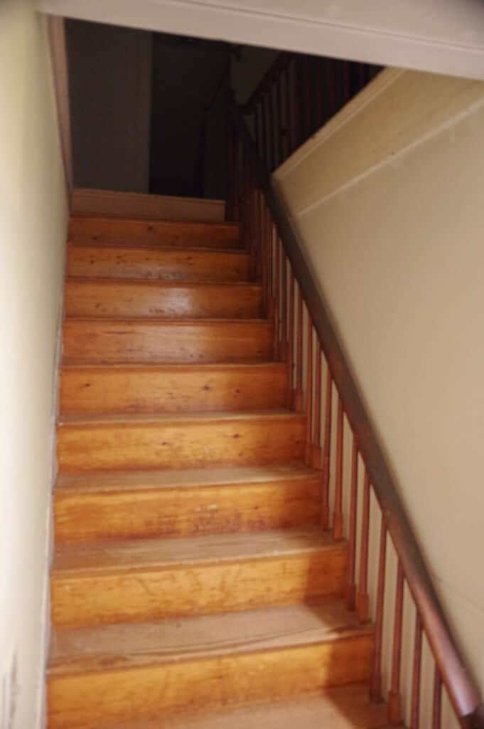 Wooden stairway and railing