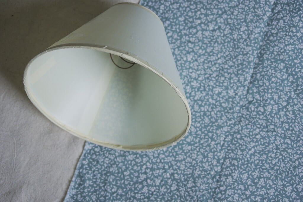 lampshade laying on fabric