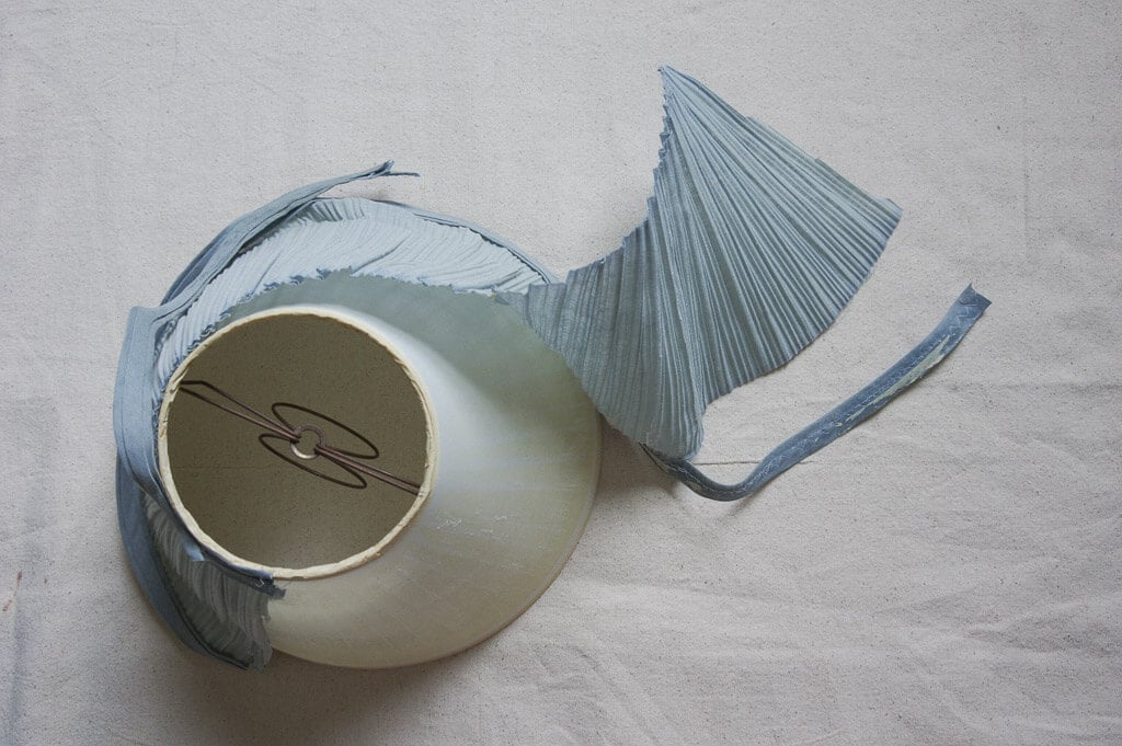 Lampshade with fabric pulled off