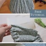 Three photos of doing a craft with a lampshade