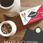 Jars and matches on wooden surface with text overlay